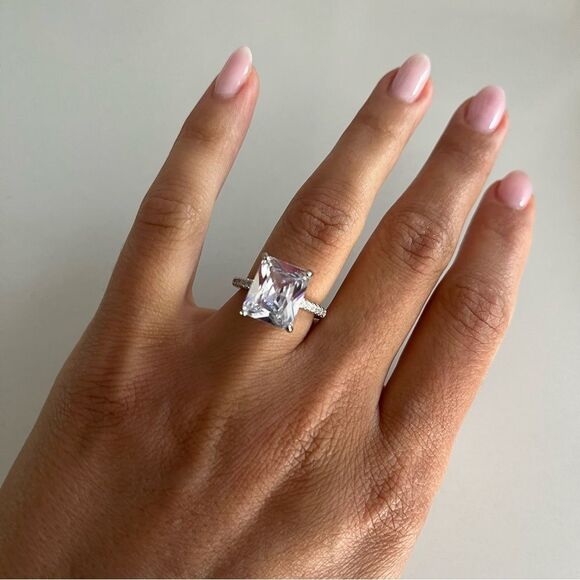 Silver Ring with Clear Stone - Picture 1 of 4